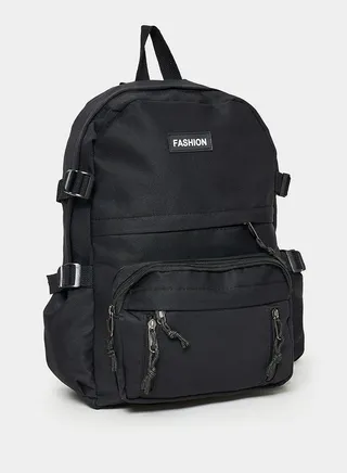 Slogan Patch Detail Pocket Detail Backpack