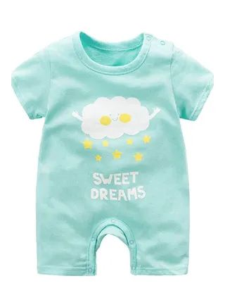 Newborn Baby Romper One-piece Conjoined light blue 