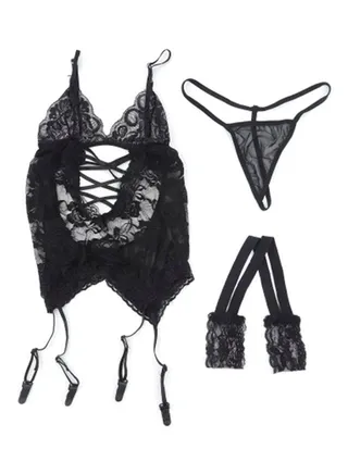 Lace Nightwear Set Black 