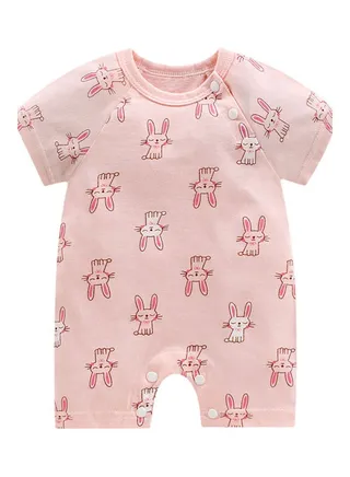 Rainbow Short Sleeve Jumpsuit Baby Romper Bunny 