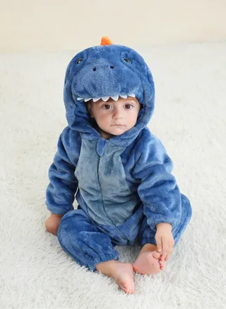 Flannel Children's Climbing Clothes Baby Autumn Winter Long Sleeved Clothes Jumpsuit Newborn Cartoon Jumpsuit 