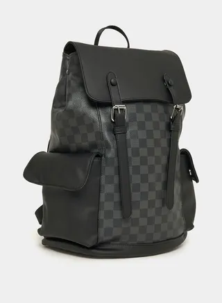 Checked Adjustable Strap Backpack