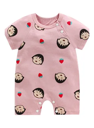 Rainbow Short Sleeve Jumpsuit Baby Romper Red 