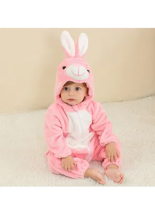 Flannel Children's Climbing Clothes Baby Autumn Winter Long Sleeved Clothes Jumpsuit Newborn Cartoon Jumpsuit 