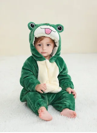 Flannel Children's Climbing Clothes Baby Autumn Winter Long Sleeved Clothes Jumpsuit Newborn Cartoon Jumpsuit 
