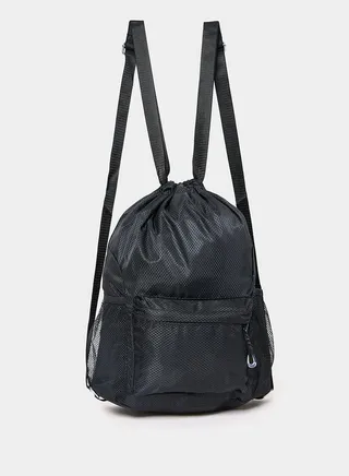 Textured Mesh Detail Backpack with Drawcord Closure