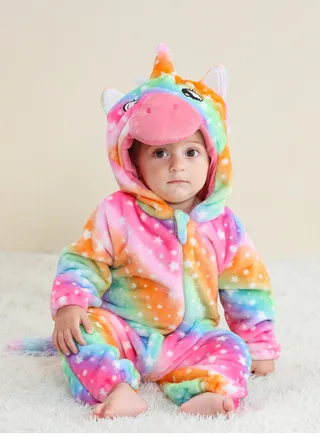 Flannel Children's Climbing Clothes Baby Autumn Winter Long Sleeved Clothes Jumpsuit Newborn Cartoon Jumpsuit 