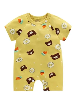 Cartoon Printed Jumpsuit Yellow/Brown/Blue 