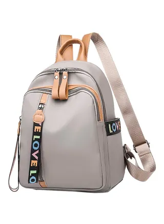 Zipper Closure Backpack Grey 