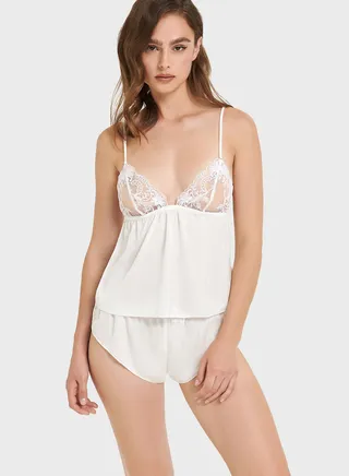 Strappy Mesh Detail Cami & Short Set 