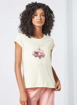 Graphic Print Pyjama Top Yellow 