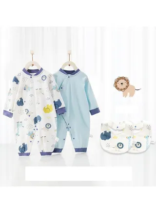 Two Jumpsuits With Long Sleeves For Babies And Toddlers With Bibs 