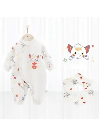 Infant Cotton Three-layer Thermal Silk Jumpsuit 