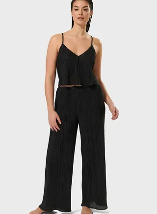 Strappy Plisse Cami & Pyjama Set 
