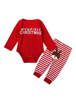 Cotton Bodysuit With Pants Red/White 