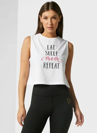 Eat Sleep Mom Repeat Cropped Top