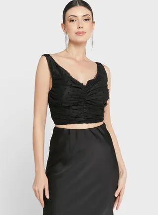 Dotted Mesh Strappy Top 