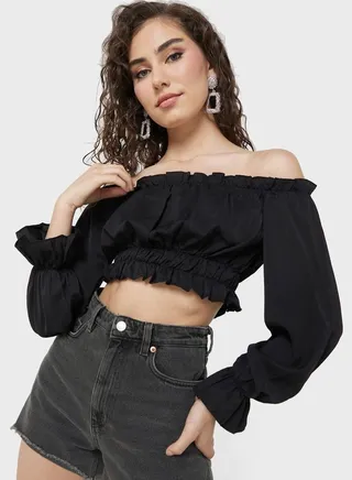 Urban Minx Cold Shoulder Crop Top 