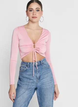 Tie Detail Ruched  Top 