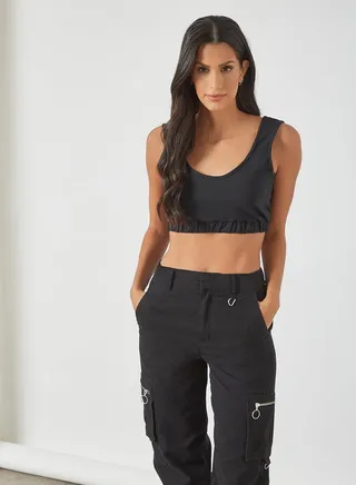 Cropped Knitted Top Black 