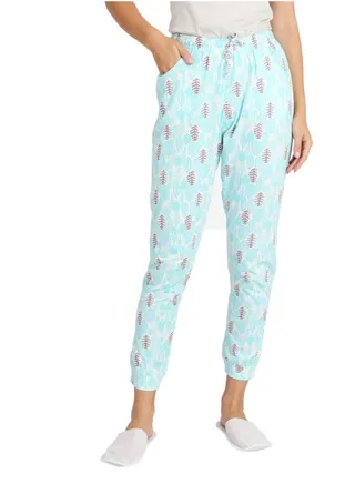 Mid-Rise Casual Pyjama Bottoms Sky Blue/White/Grey 