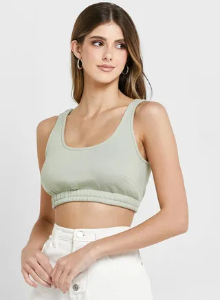 Elastic Hem Crop Top 