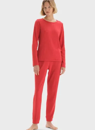 Crew Neck Ruched Detail Night Suit 