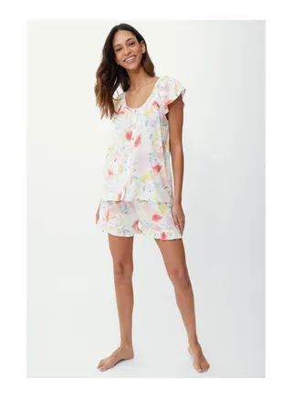 Water Color Floral Viscose Cami & Short 
