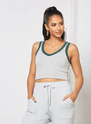 Sleeveless Crop Top Light Grey 