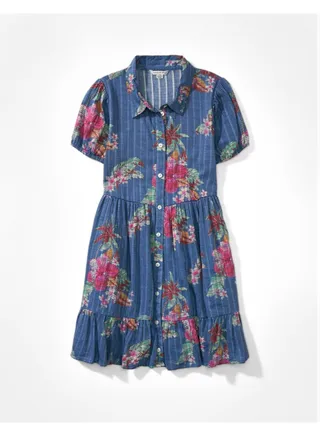 AE Button-Up Mini Shirt Dress 
