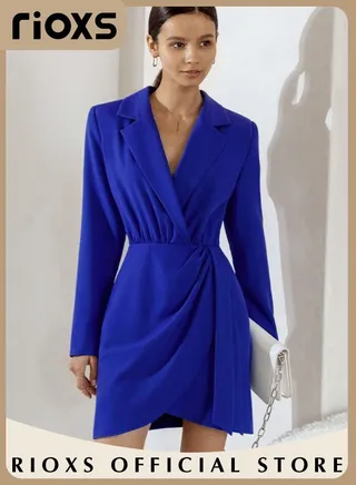 Women's Fashion Formal Work Dress Slim High Waist Long Sleeve Office Dresses Bodycon Casual Dress for Work Office 
