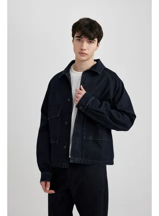 Man Regular Fit W/O Hoodie Long Sleeve Denim Jacket 