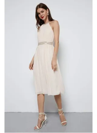 Hale Midi Dress Beige 