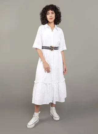 AE Ruffle Shirt Midi Dress 