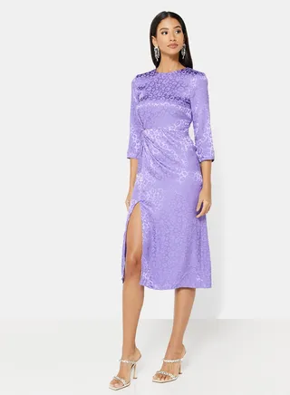 Tonal Leopard Print Dress Purple 