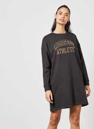 Logo Crew Neck Sweat Dress Black 