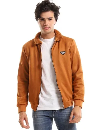 Fur Classic Collar Zipped Jacket 