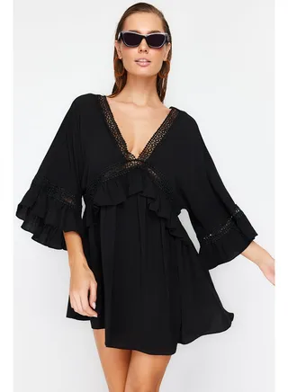 Black Mini Woven Ribbon Accessory Beach Dress TBESS21EL2759 