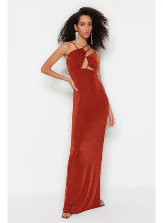Tile Knitted Evening Dress With Window/Cut Out Detail TPRSS23AE00019 
