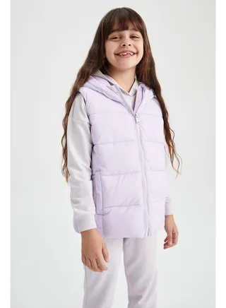 Girl Regular Fit Hooded Long Sleeve Vest 