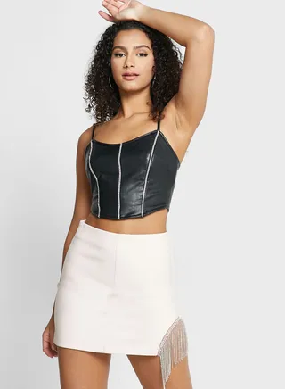 Pu Knitted Crop Top 