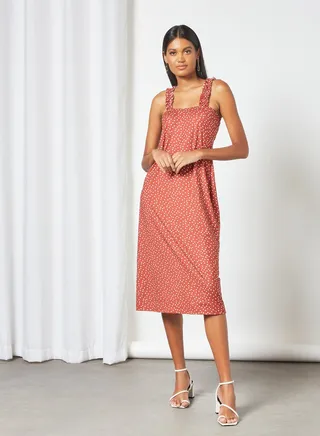 Polka Dot Dress Brown 