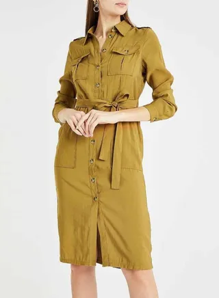 Arya Utility Shirt Dress Brown 