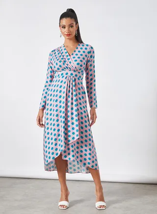 Polka Dot Wrap Dress Multicolour 