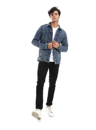 Full Buttoned Casual Denim Jacket_ Blue Jeans 