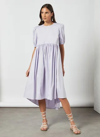 Round Neck Midi Dress Light Purple 