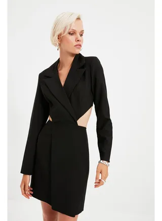 Black Jacket Collar Dress 