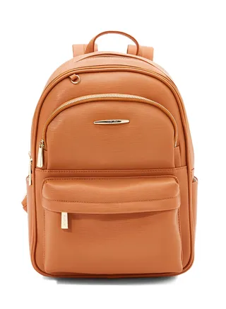 Faux Leather Backpack Brown 