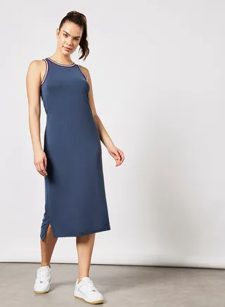 Stripe Tape Midi Dress Blue 
