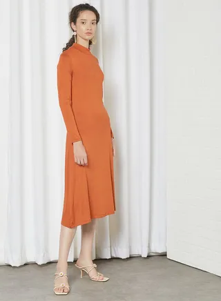 Asymmetric Hem Dress Cinnamon 